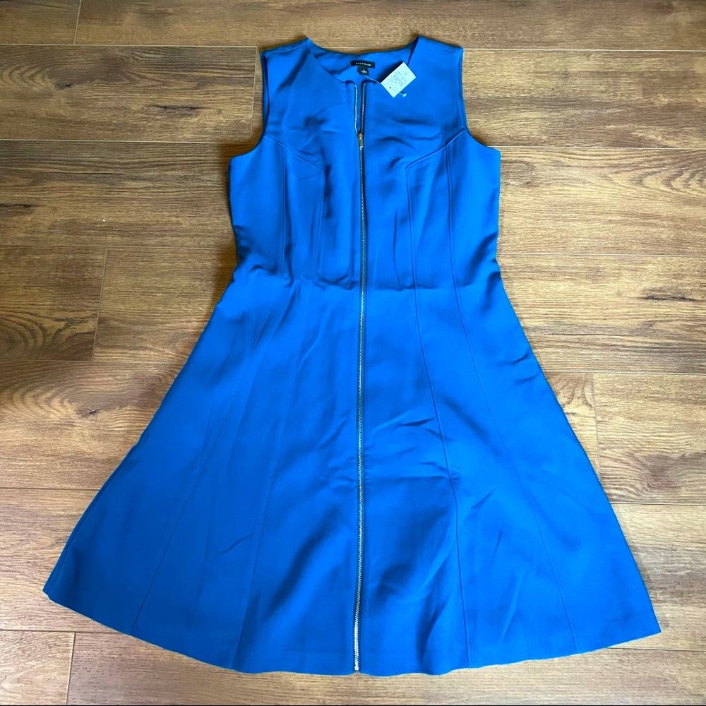 NWT ANN TAYLOR ZIPPEE FRONT TEAL BLUE DRESS